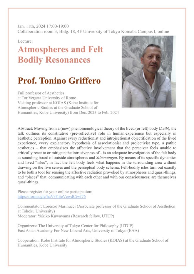 Prof. Tonino Griffero's lecture on 